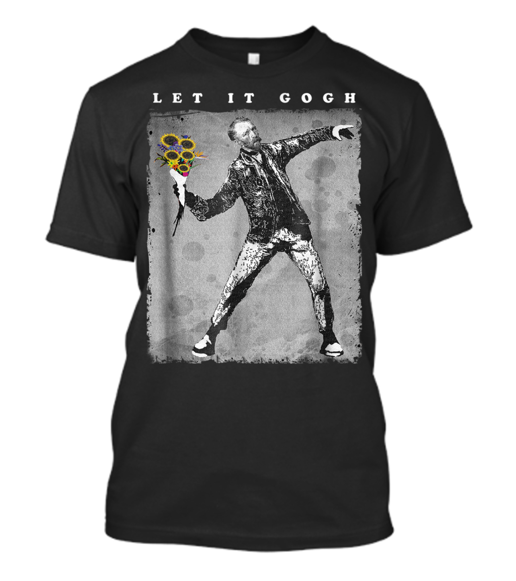 Let It Gogh Van Gogh Throwing Sunflowers T-Shirt