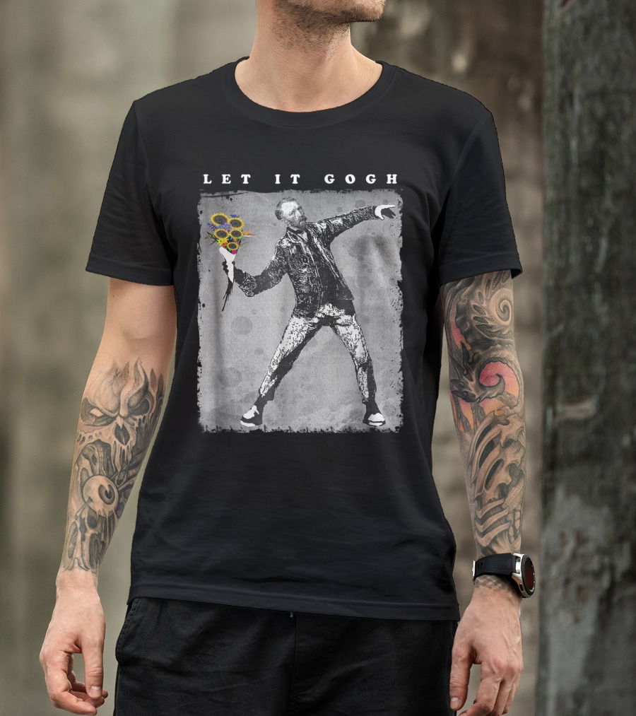 Let It Gogh Van Gogh Throwing Sunflowers T-Shirt