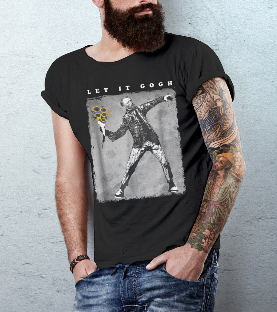 Let It Gogh Van Gogh Throwing Sunflowers T-Shirt