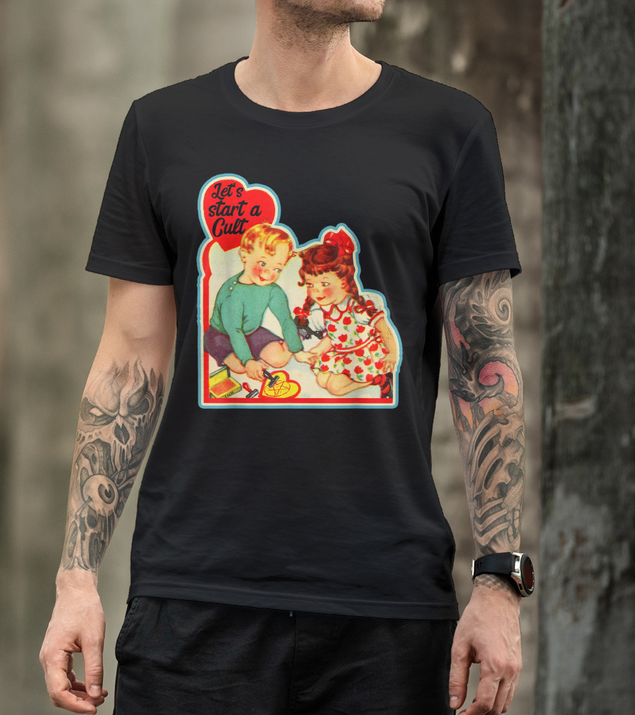 Let's Start A Cult Retro Vintage Hipster Ironic Pun T-Shirt
