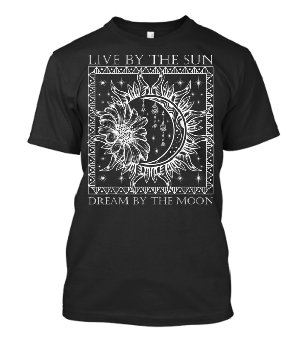 Live By The Sun Dream By The Moon Boho Hipster Yoga Lover Sunflower Mandala T-Shirt