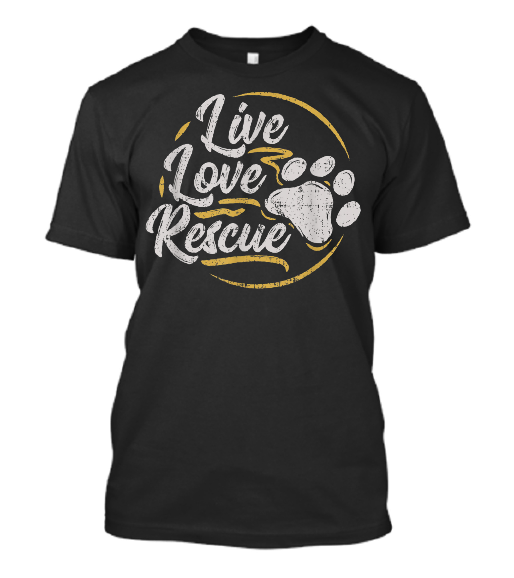 Live Love Rescue Dog Lover Paw Print Adoption T-Shirt