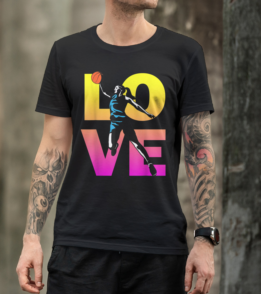Love Basketball Girls Teen Gradient Dunk T-Shirt