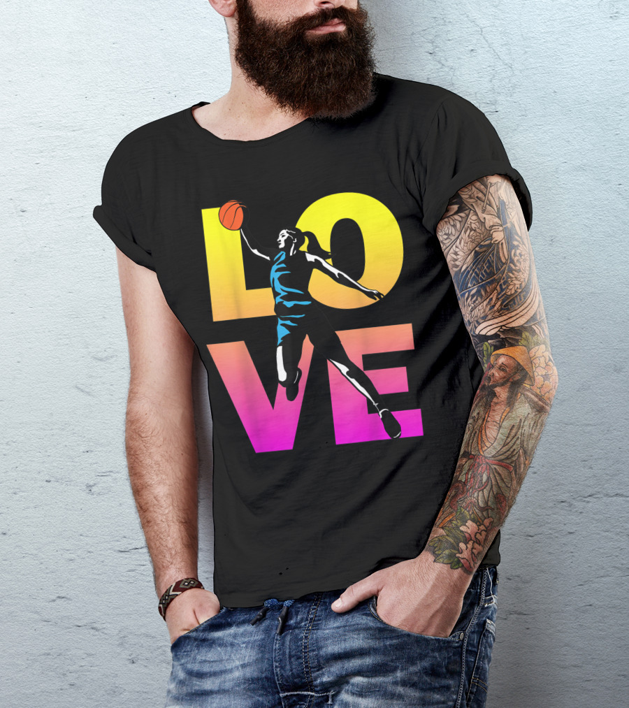 Love Basketball Girls Teen Gradient Dunk T-Shirt