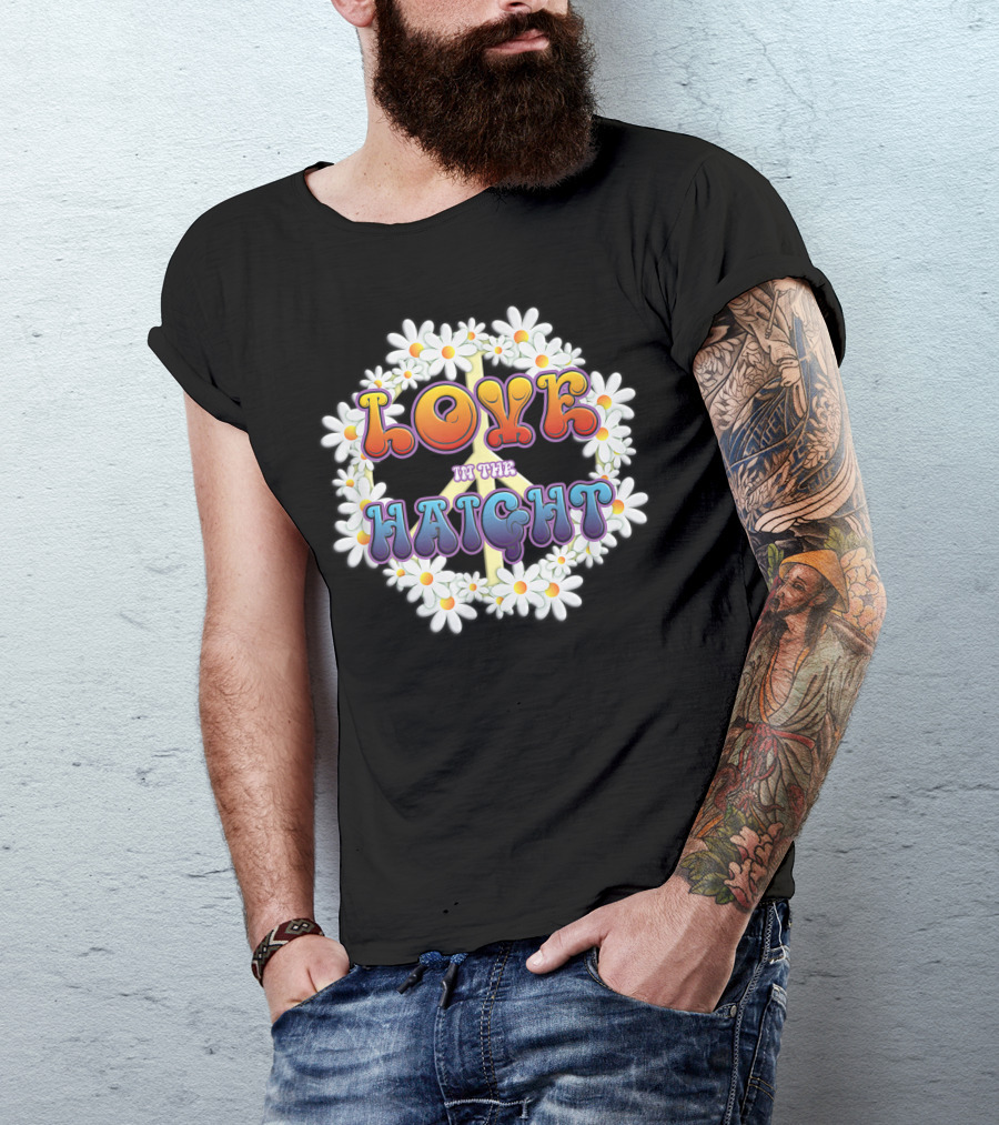 LOVE IN THE HAIGHT PEACE SIGN DAISY PEACE T-Shirt