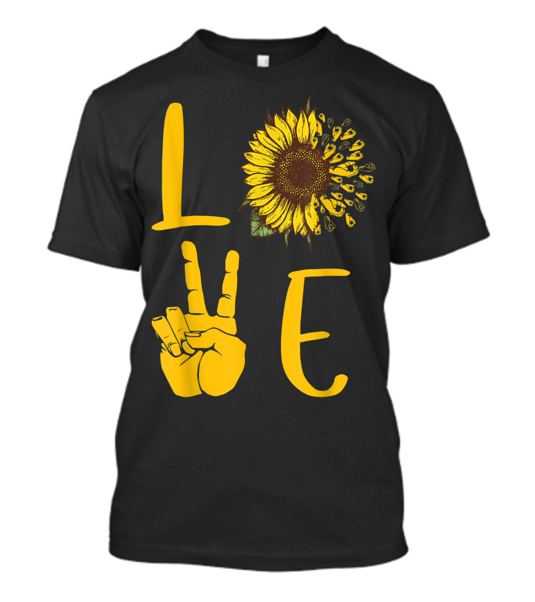 Love Sunflower Hand Sign Language ASL I Love You T-Shirt