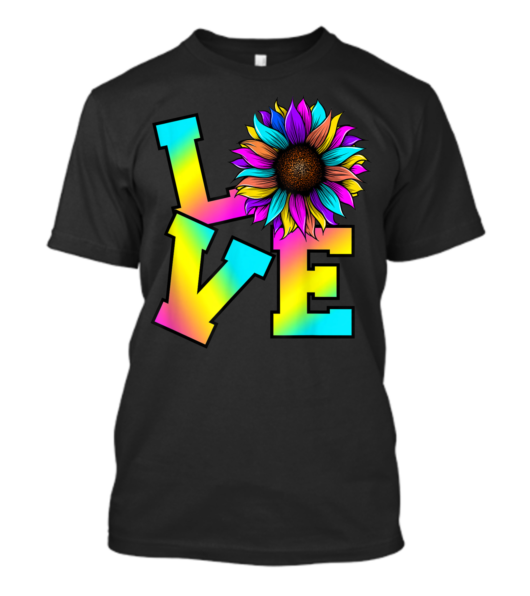 Love Sunflower Sunshine Cute Love Sunflower Flower Rainbow Gradient T-Shirt