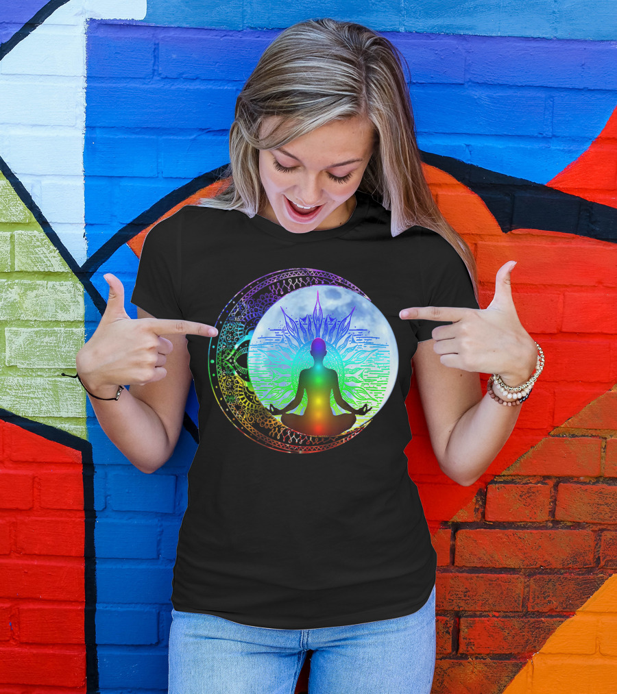Mandala Full Moon Chakra Meditation Yoga T-Shirt