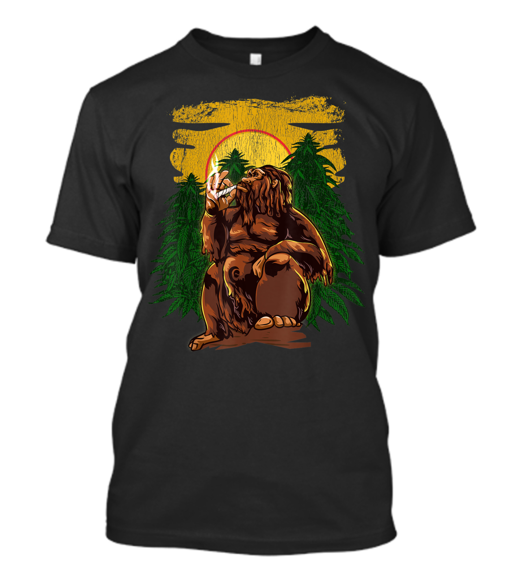 Bigfoot Sasquatch Marijuana Bong Cannabis Weed Scene T-Shirt