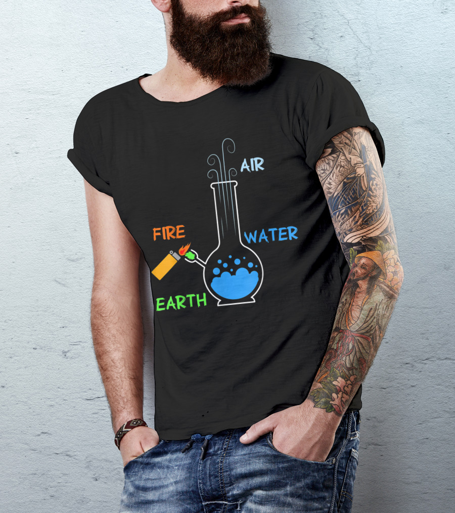 Fire Water Earth Air Marijuana Supporter 420 Smoker Pothead Hippie T-Shirt