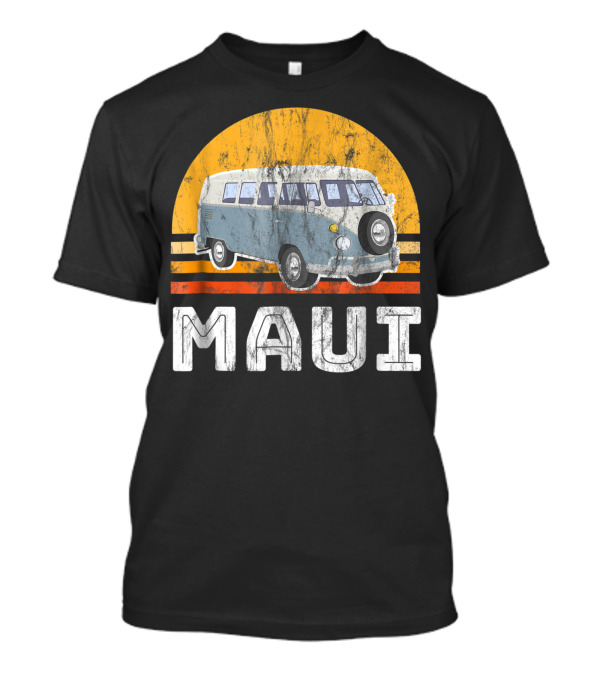 Maui Hawaii Vintage Van Retro Road Trip Adventure T-Shirt