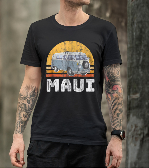 Maui Hawaii Vintage Van Retro Road Trip Adventure T-Shirt