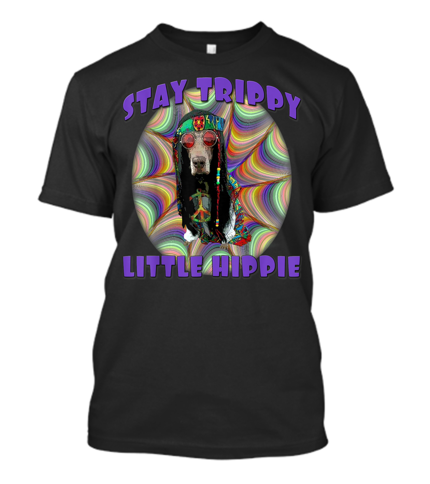 Stay Trippy Little Hippie Rainbow Dog Lover Mens Hippie T-Shirt