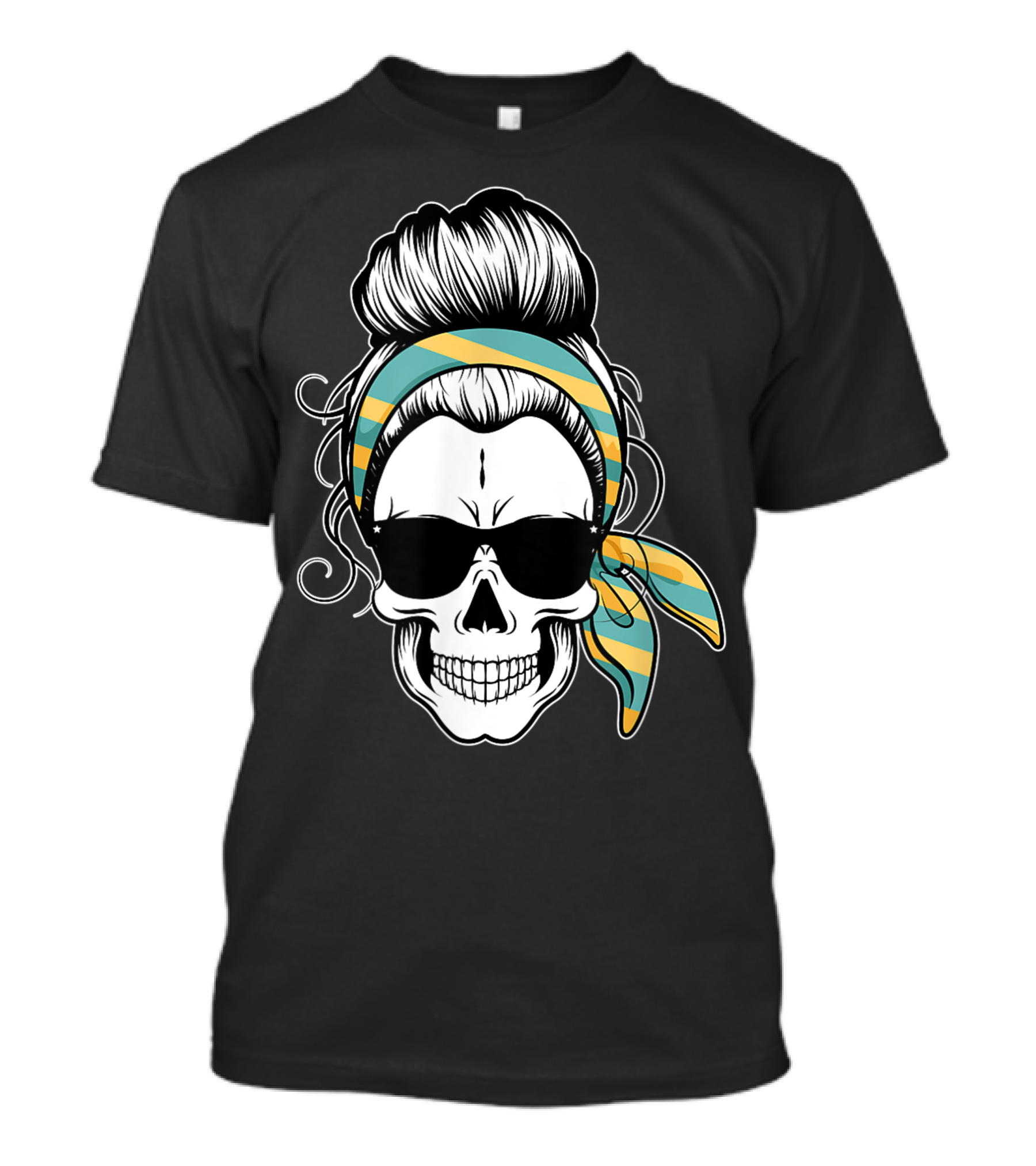 Messy Bun Skull Bandana Sunglasses T-Shirt