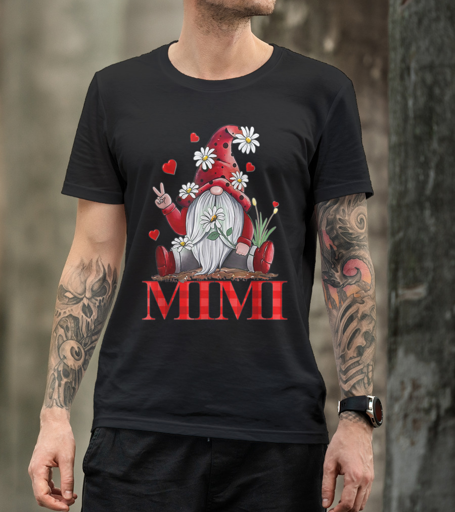 Mimi Valentine Gnome Hippie Peace Daisy Hearts T-Shirt
