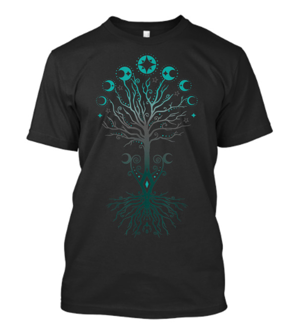 Moon Phases Yggdrasil Tree Of Life Viking Pagan Wicca T-Shirt