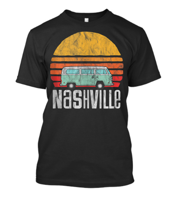 Nashville Vintage Hippie Van Road Trip Retro Sunset T-Shirt