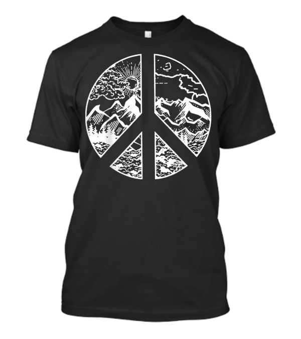 Peace Sign Mountain Adventure Nature Serenity T-Shirt