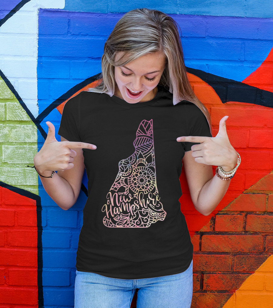 New Hampshire Mandala Flowers Hippy Boho Ornate Yoga T-Shirt