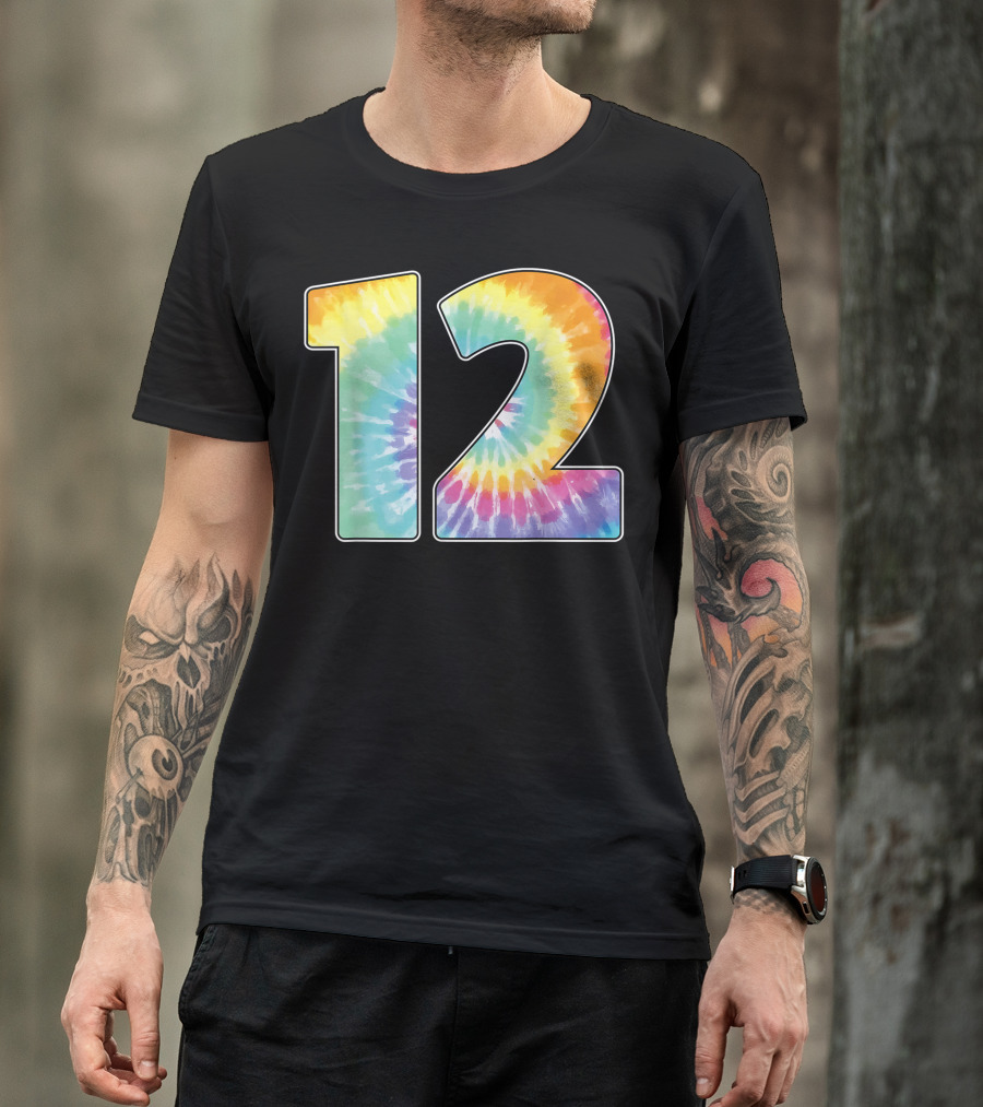 Number 12 Tie Dye Birthday Or Team Spirit T-Shirt