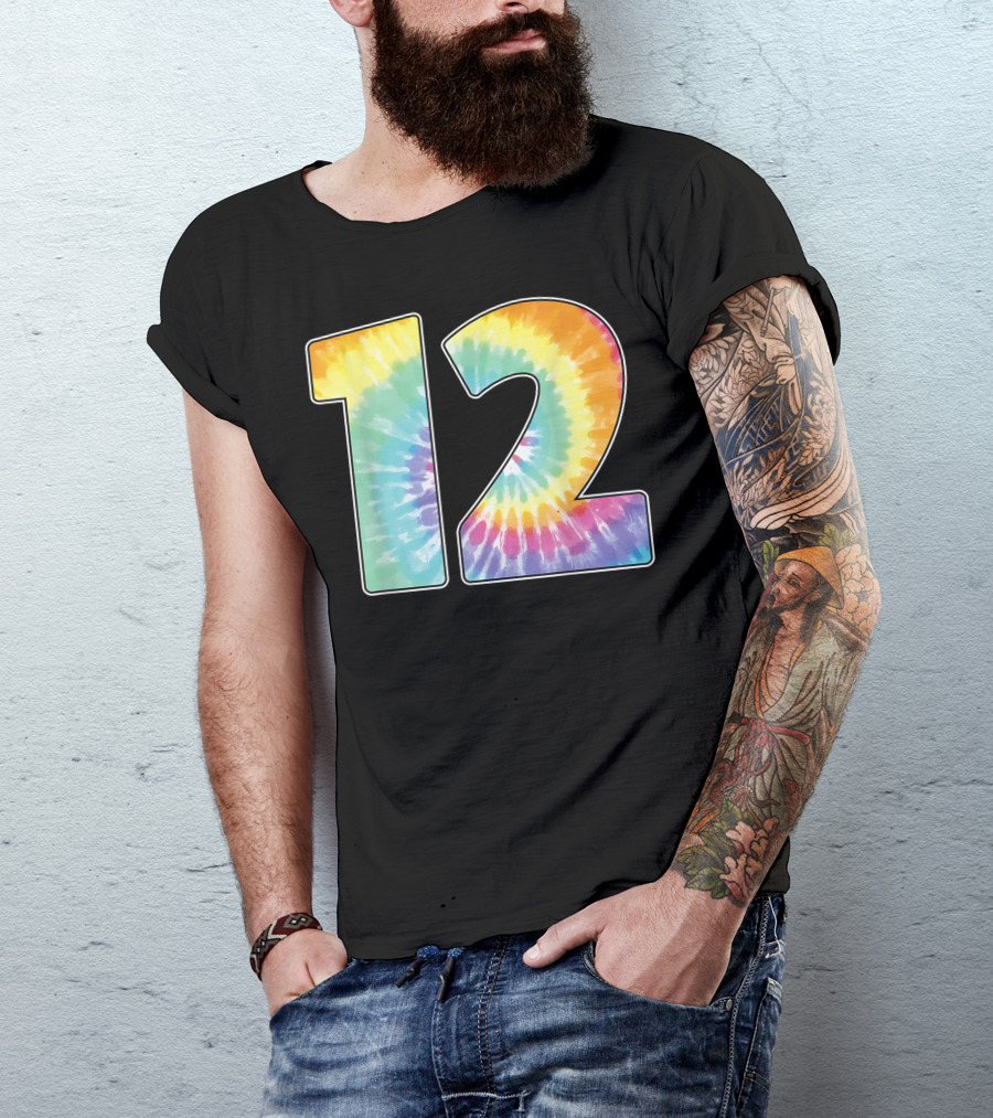 Number 12 Tie Dye Birthday Or Team Spirit T-Shirt