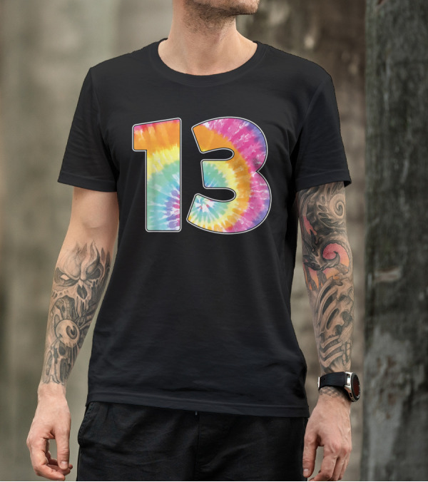 Number 13 Tie Dye Birthday Celebration For Team Even Or 13th Year T-Shirt