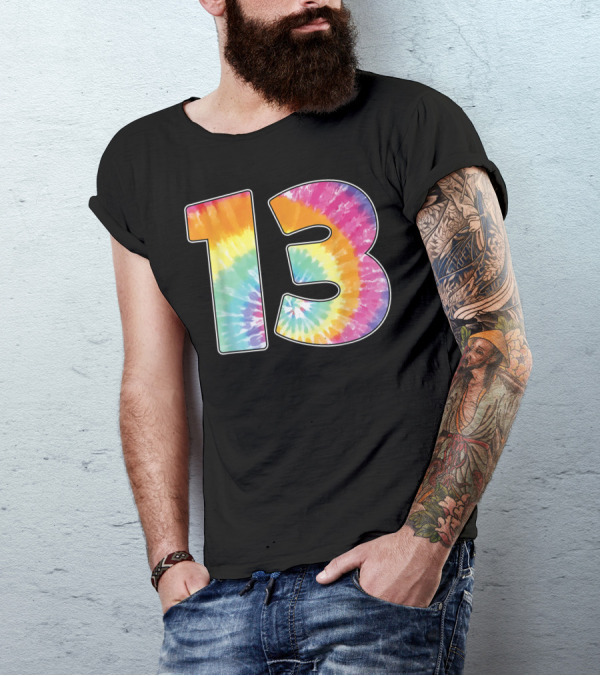Number 13 Tie Dye Birthday Celebration For Team Even Or 13th Year T-Shirt