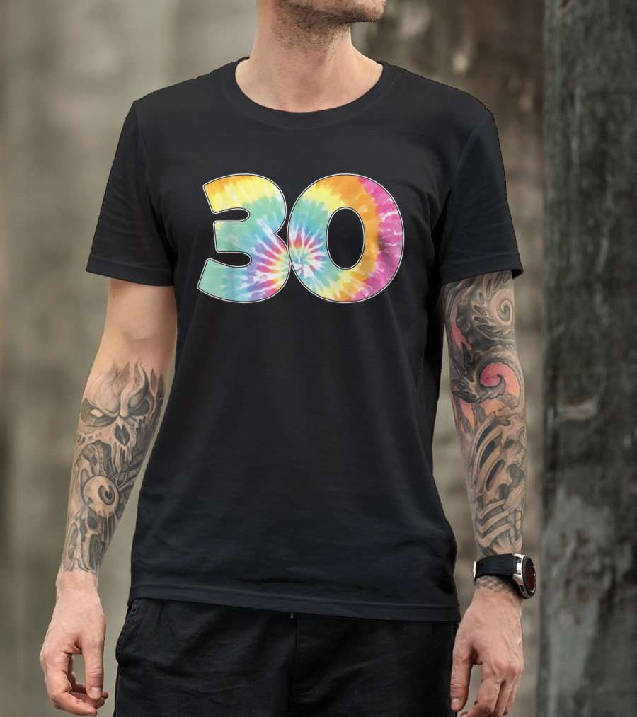 30 Tie Dye Birthday Celebration 30th Number Team T-Shirt