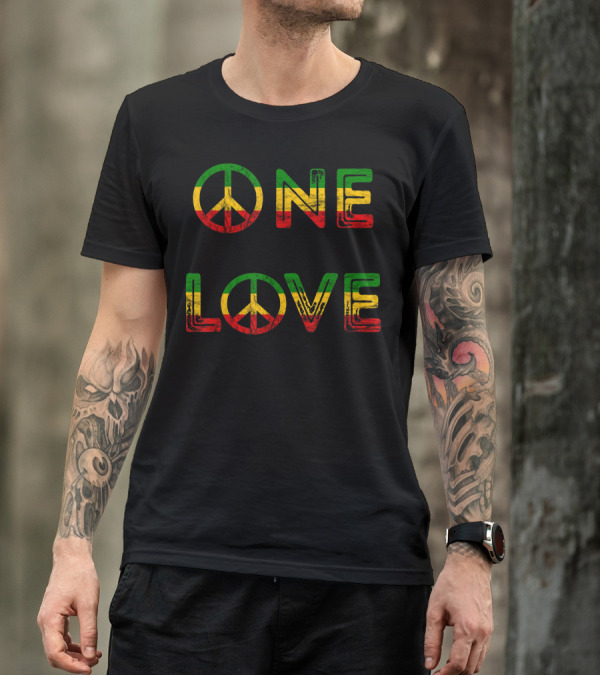 One Love Peace Rasta Reggae Music Hippie Rastafari Roots T-Shirt