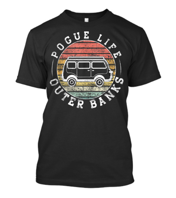 Outer Banks Pogue Life Surf Van Vintage Beach Retro Stripes T-Shirt
