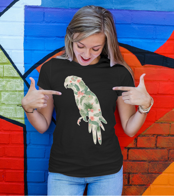 Parrot Flower Girl Tropical Print Floral Bird Hawaiian Women Gb T-Shirt