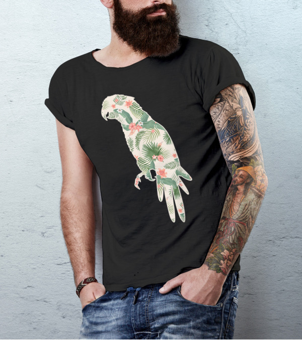 Parrot Flower Girl Tropical Print Floral Bird Hawaiian Women Gb T-Shirt