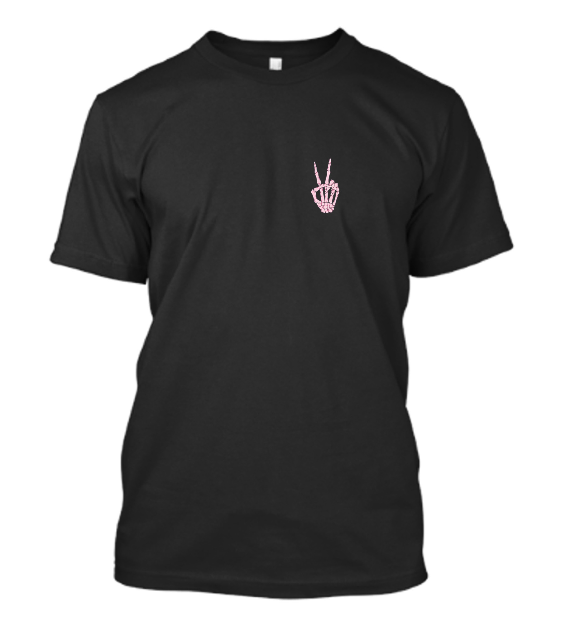 Pastel Pink Skeleton Hand Peace Sign T-Shirt