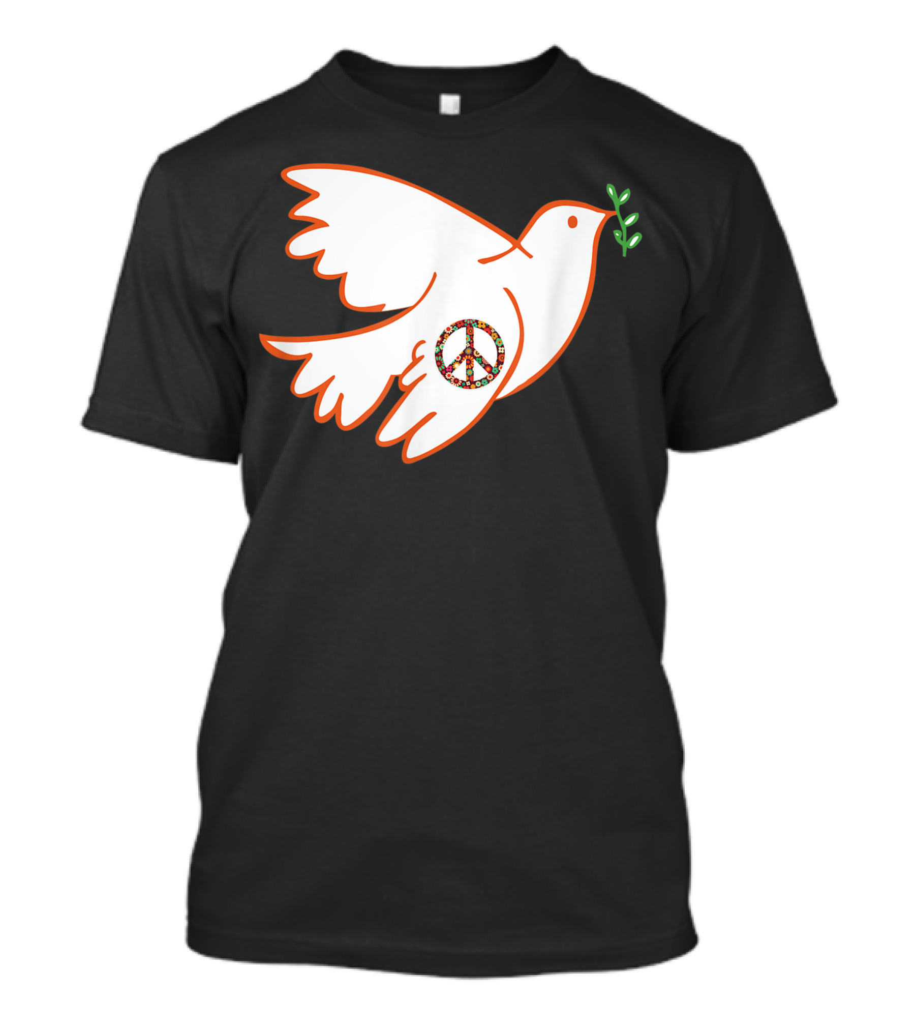 Peace Bird Dove Pigeon Hippy Olive Branch Peace T-Shirt