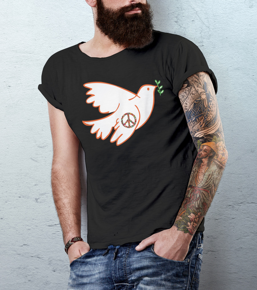 Peace Bird Dove Pigeon Hippy Olive Branch Peace T-Shirt