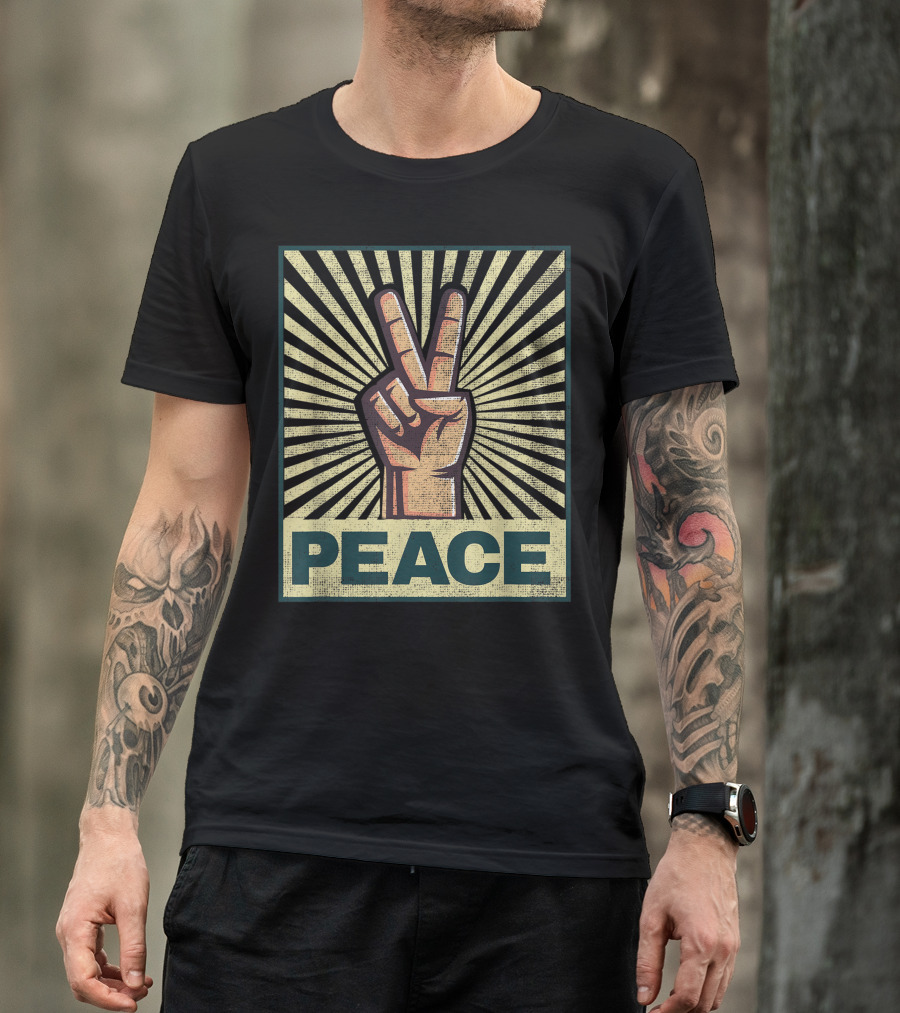 Peace Hand Sign Iconic Radiant T-Shirt