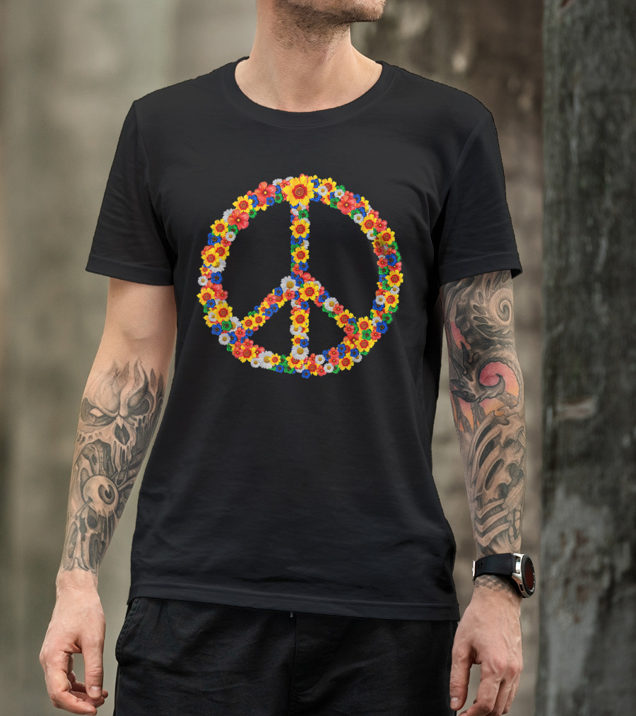 Peace Love Flower Power 60s 70s Hippie T-Shirt