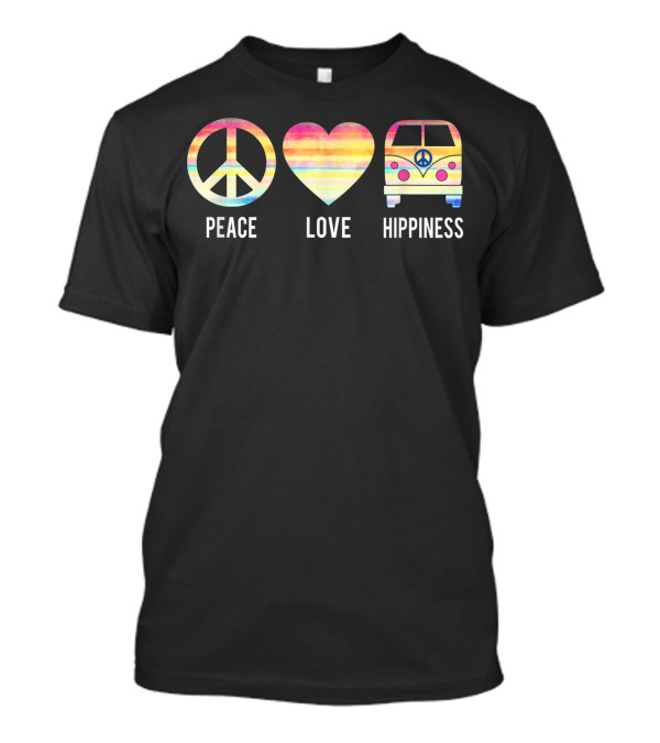 Peace Love And Hippiness 70s Hippie Bus Tie-Dye T-Shirt
