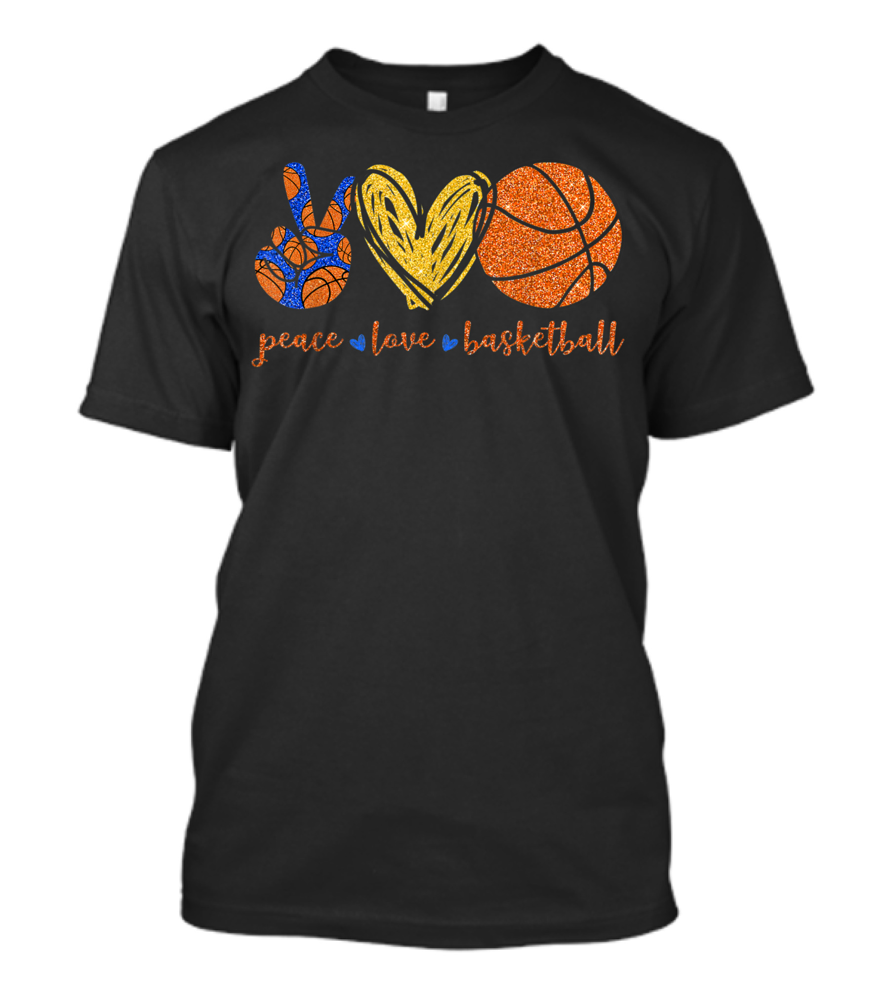 Peace Love Basketball Glitter Cute Basketball Lovers T-Shirt