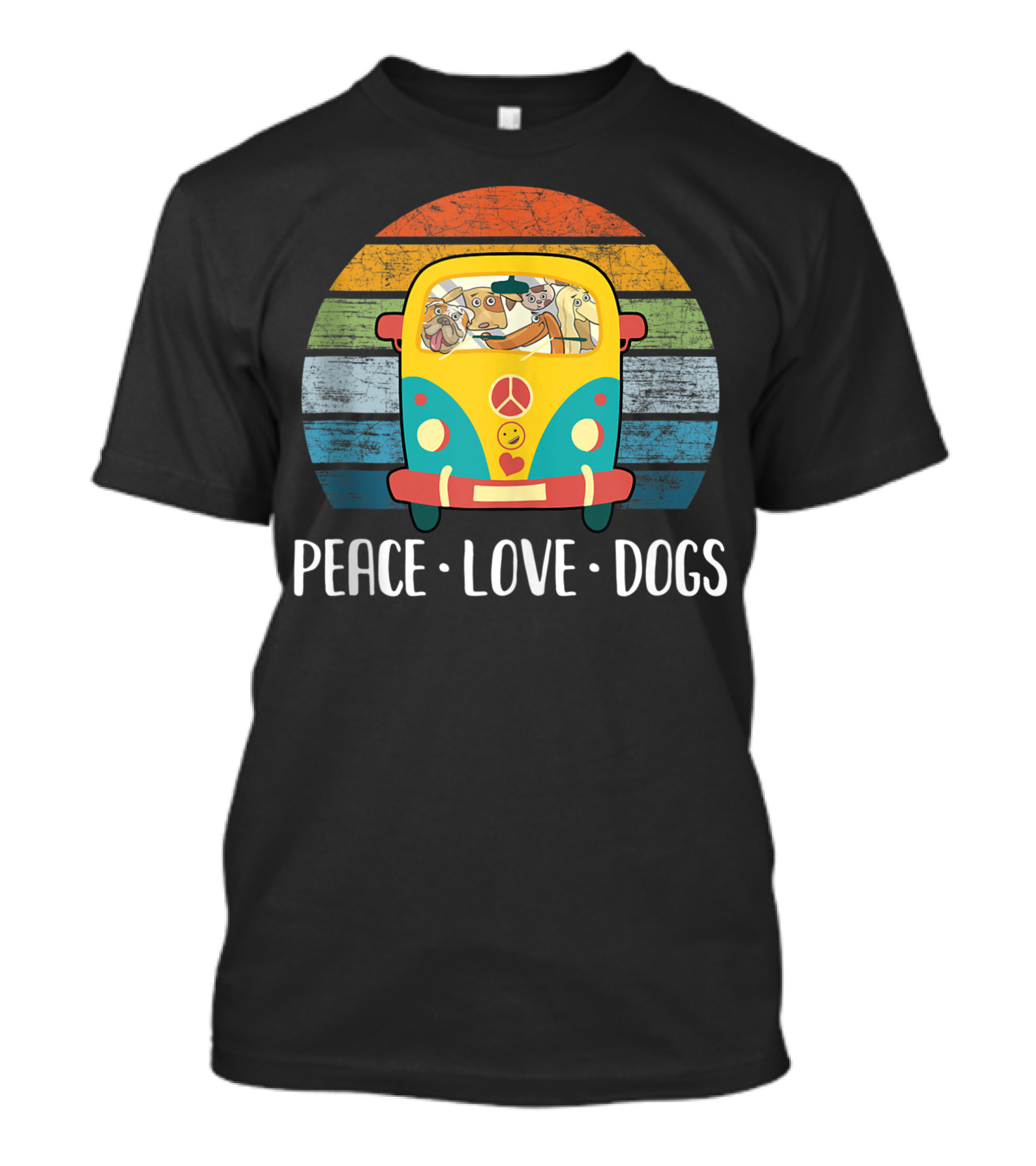 Peace Love Dogs Hippie Van With Cute Dog Lover Vibe T-Shirt