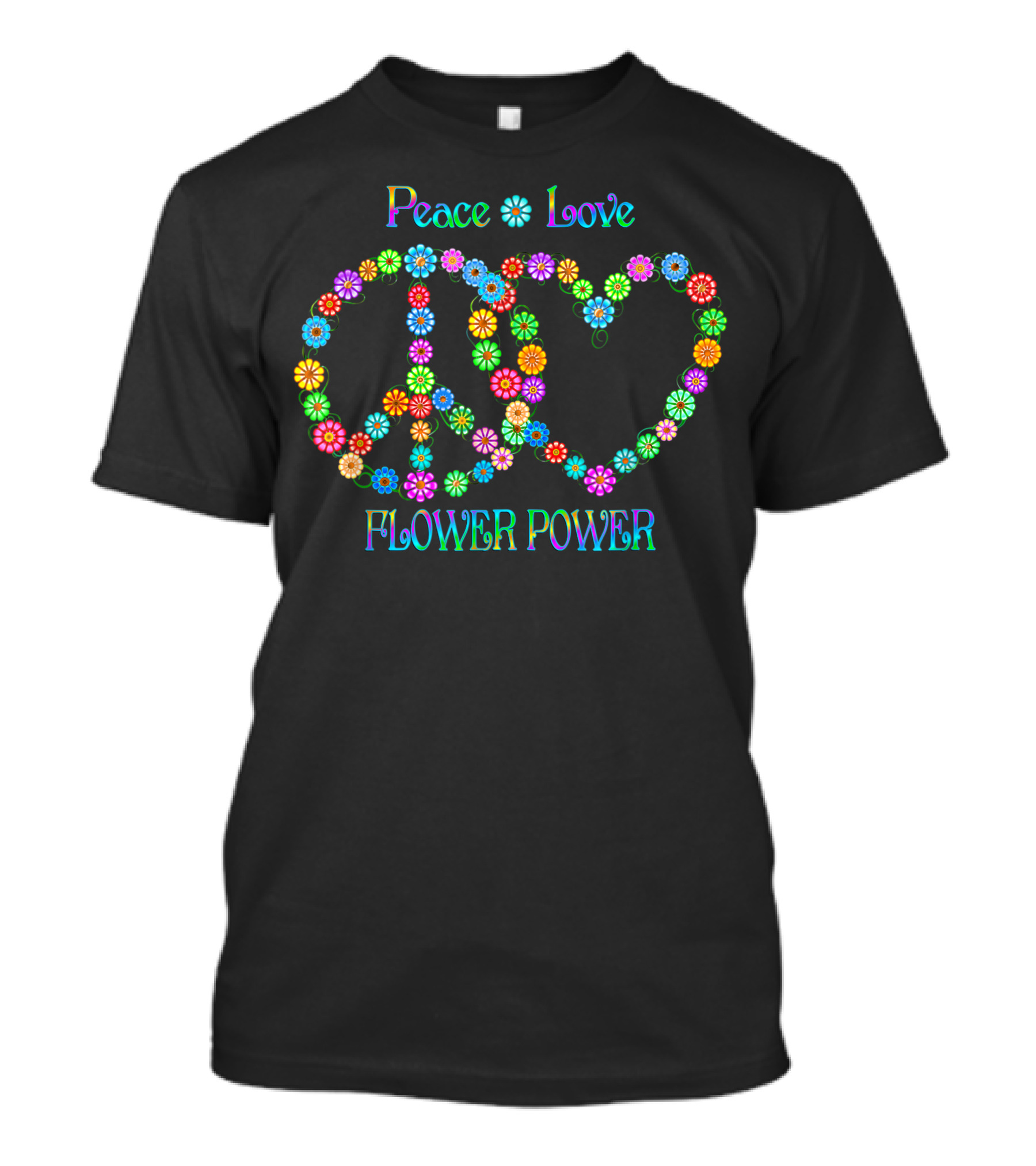 Peace Love Flower Power Colorful Symbols T-Shirt