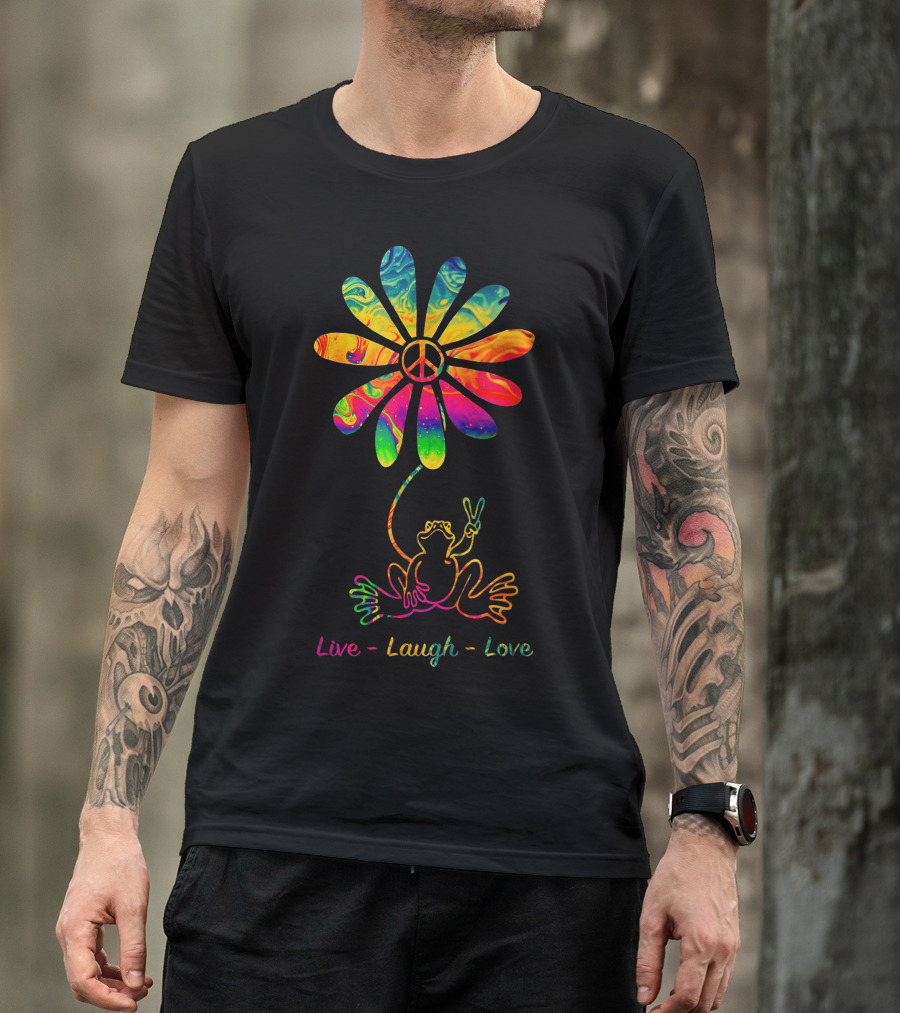 Live Laugh Love Hippie Peace Frog Daisy T-Shirt