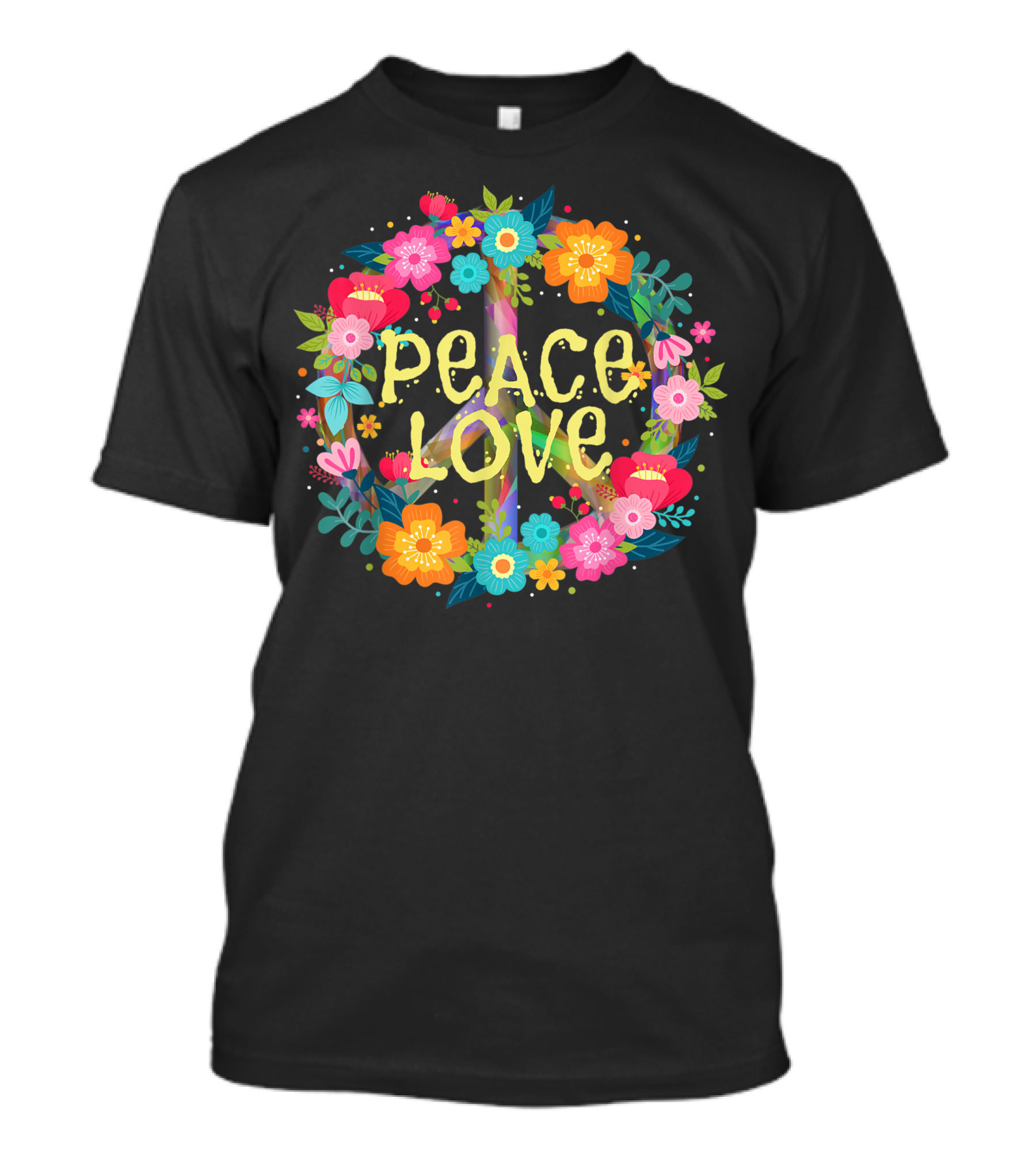 Peace Love Hippie Costume Tie Die 60S 70S Floral Peace Sign T-Shirt