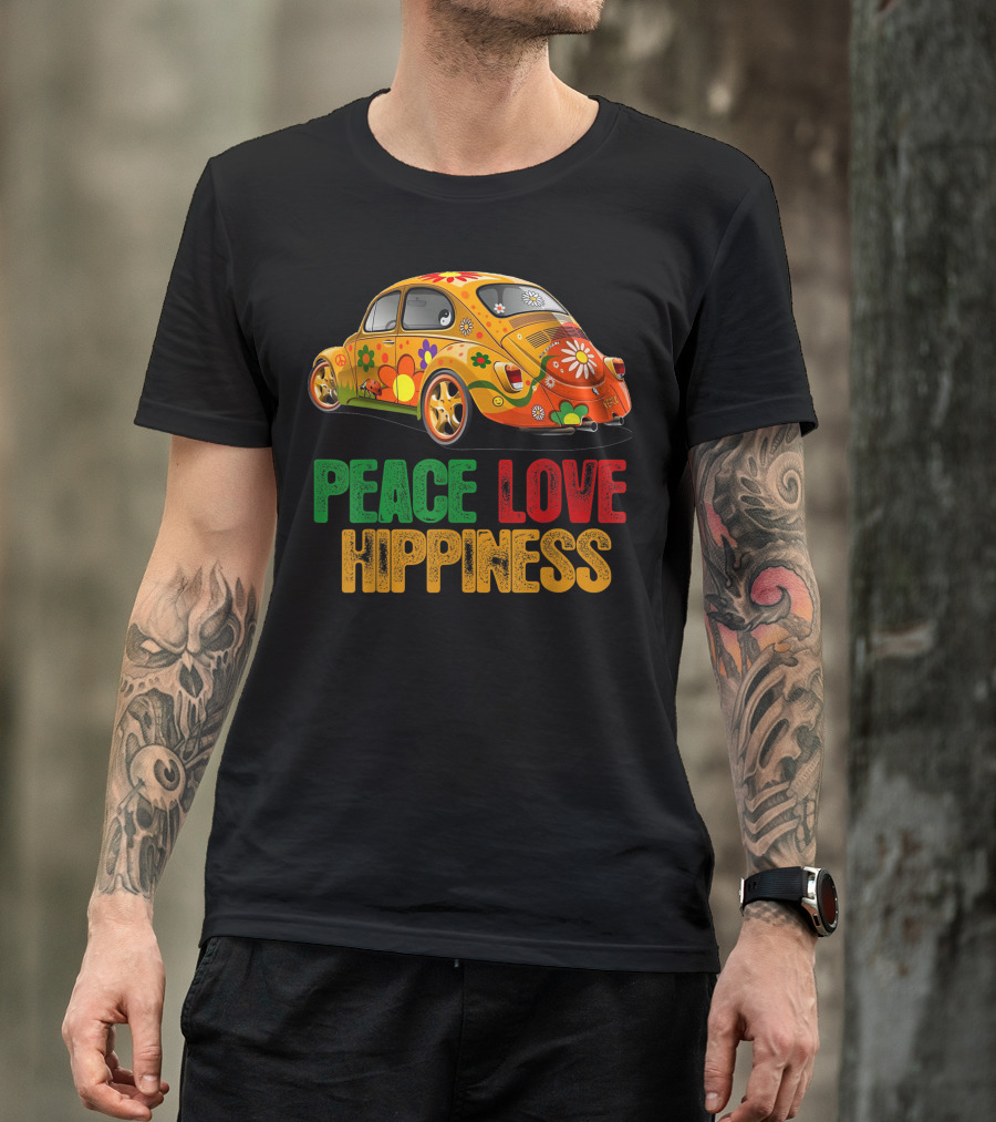 Peace Love Hippiness Floral Peace Van Hippie Car T-Shirt