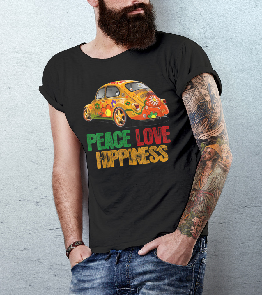 Peace Love Hippiness Floral Peace Van Hippie Car T-Shirt