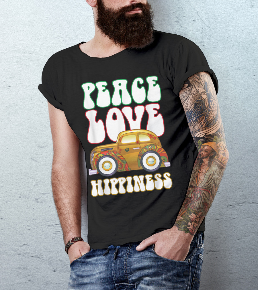 Peace Love Hippiness Vintage Hippie Car Costume T-Shirt