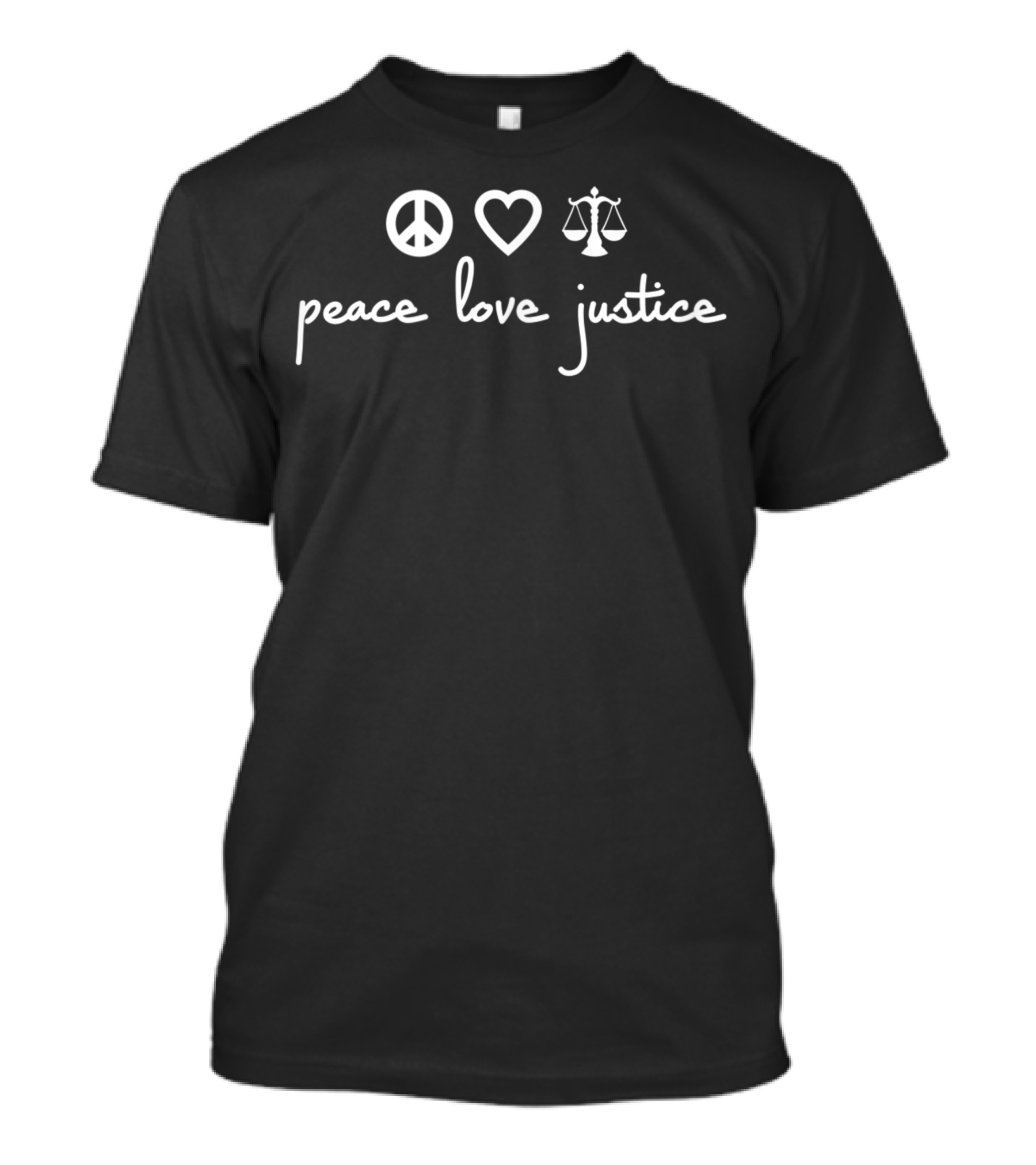 Peace Love Justice Symbols Peace Sign Heart Scales T-Shirt