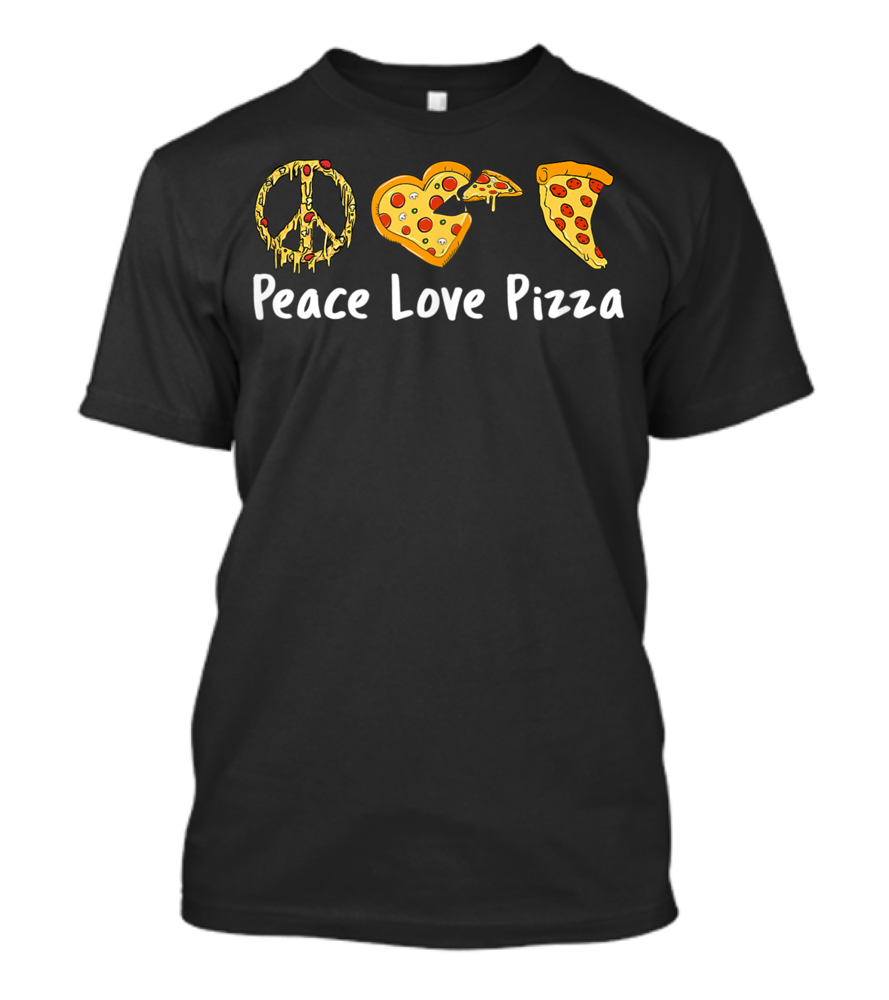 Peace Love Pizza Symbols With Slice Graphics T-Shirt