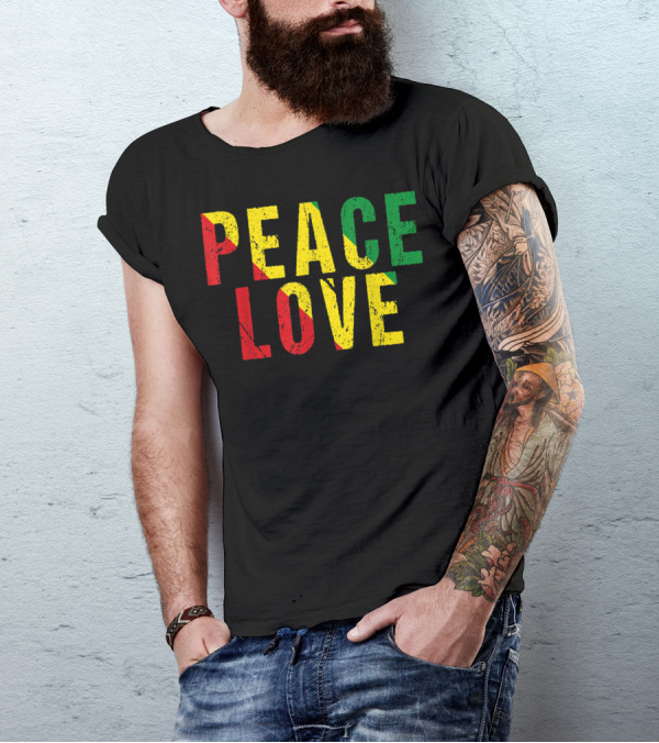 Peace Love Jamaican Reggae Rasta T-Shirt