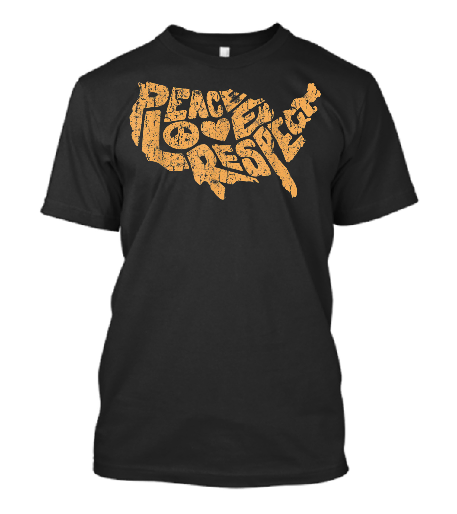 Peace Love Respect Map Of United States America Pride Hippie USA T-Shirt